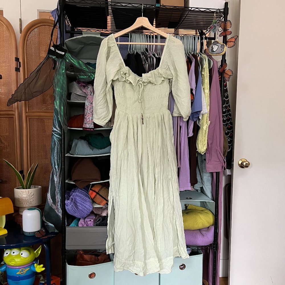 Free People Oasis Midi Dress – "Tender Fern" Pastel Light Green